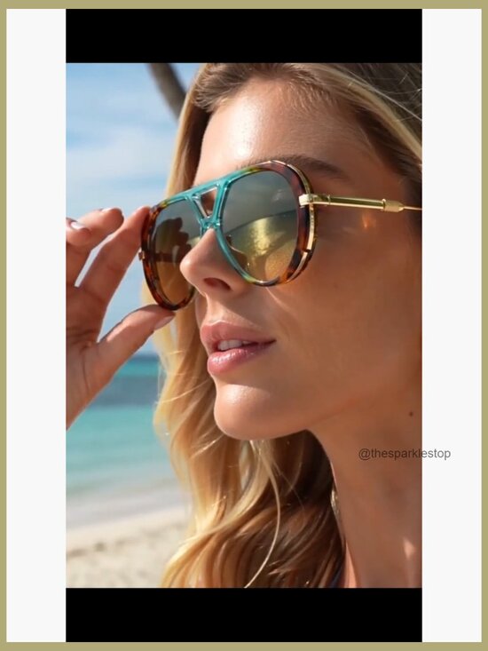 Oversized Pilot Sunglasses Trendy Large Double Beam Fashion Vintage Shades main image 5